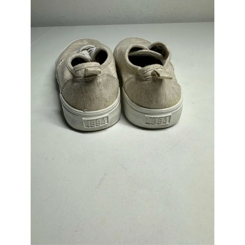Old Navy Linen Lo Tops Lace Up Sneakers Kids Size 1 Natural Beige Canvas Tan